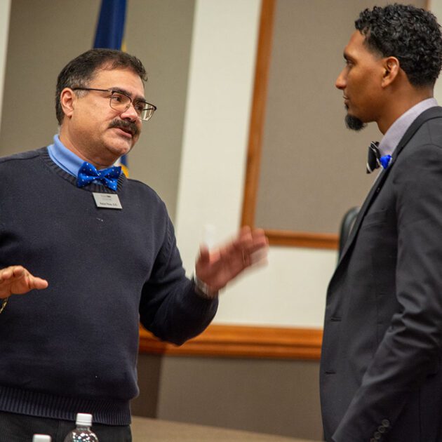 two men talking