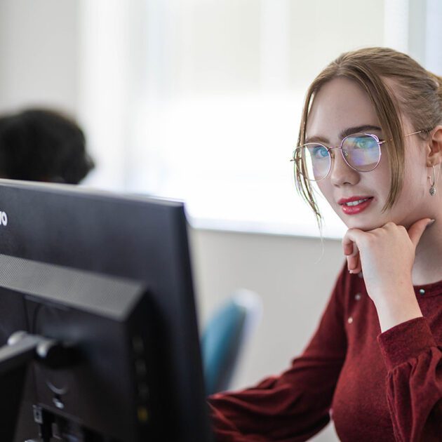 image of IT student working at computer