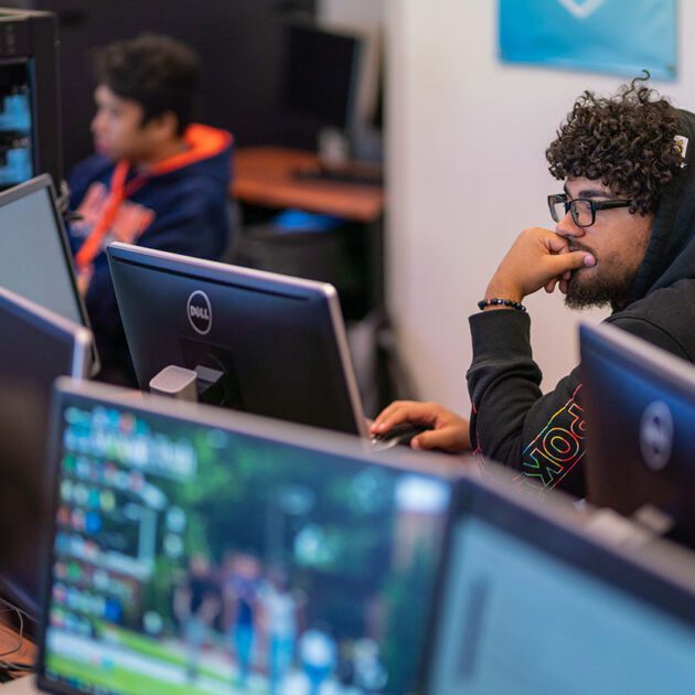 image of IT student working at computer