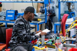 image of student in the mechatronics classroom