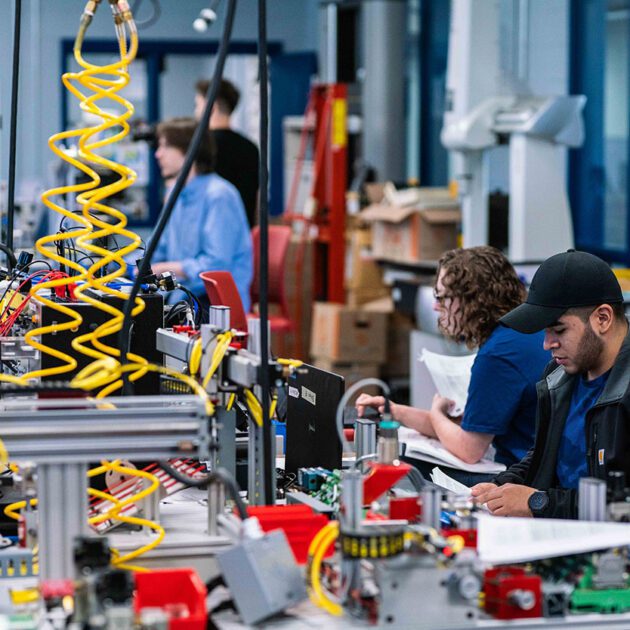 image of students in the mechatronics classroom