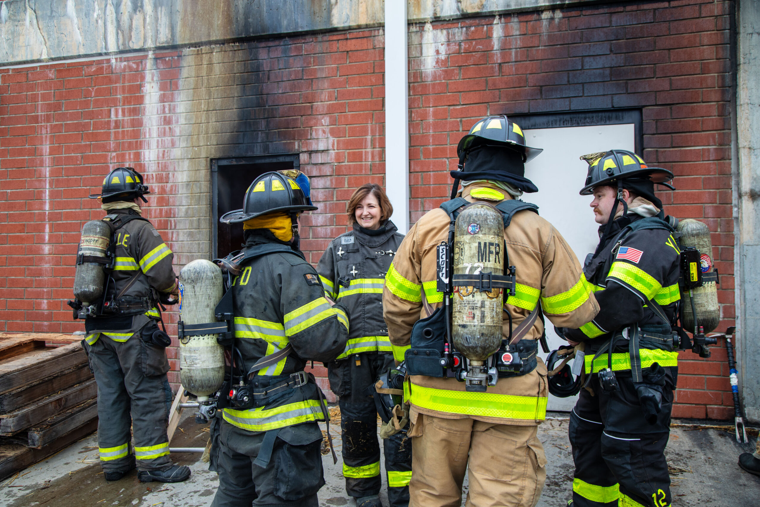President Spriggs with fire training students
