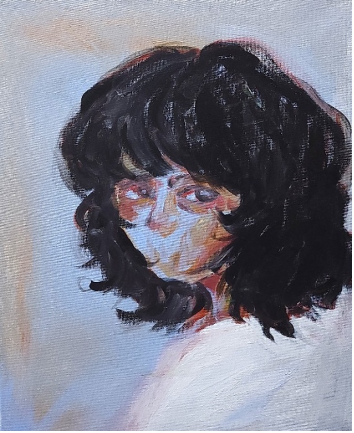 Cuadro de un rostro de Naya Sample, antigua alumna de FT (2023)