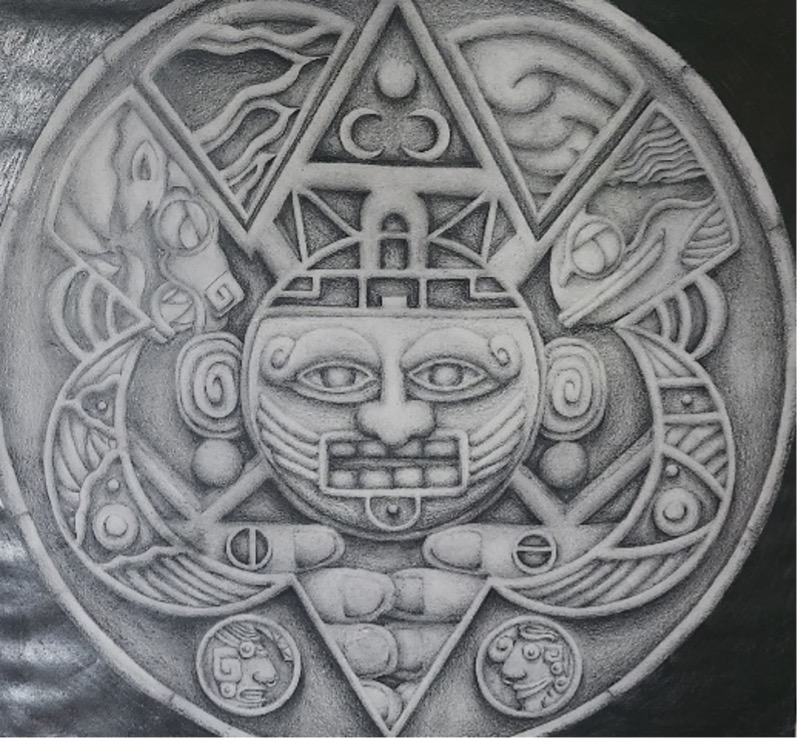 Dibujo de un rostro titulado «El Dios de la Paz», obra de Giselle González, antigua alumna de FT (2020)