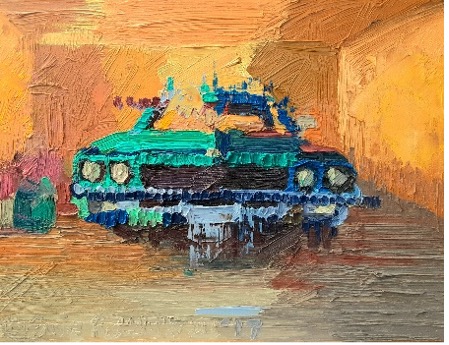 Cuadro de un coche, obra de Juie Rattley III, profesor de arte de Forsyth Tech